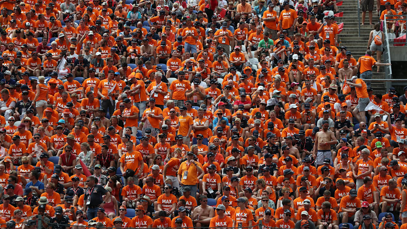 Fans of Max Verstappen (NED) Red Bull Racing and atmosphere in the grandstand at Formula One World Championship, Rd9, Austrian Grand Prix, Race, Spielberg, Austria, Sunday 9 July 2017. © Sutton Images