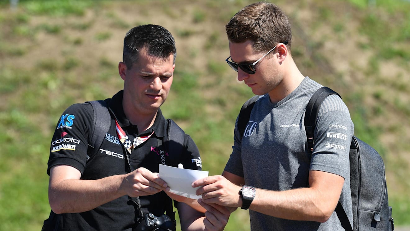 Stoffel Vandoorne (BEL) McLaren signs autographs for a fan at Formula One World Championship, Rd9, Austrian Grand Prix, Preparations, Spielberg, Austria, Thursday 6 July 2017. © Sutton Images
