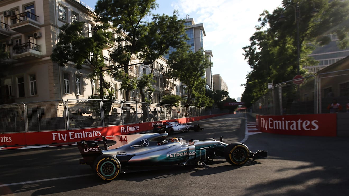 Lewis Hamilton (GBR) Mercedes-Benz F1 W08 Hybrid runs wide at Formula One World Championship, Rd8, Azerbaijan Grand Prix, Practice, Baku City Circuit, Baku, Azerbaijan, Friday 23 June 2017. © Sutton Images
