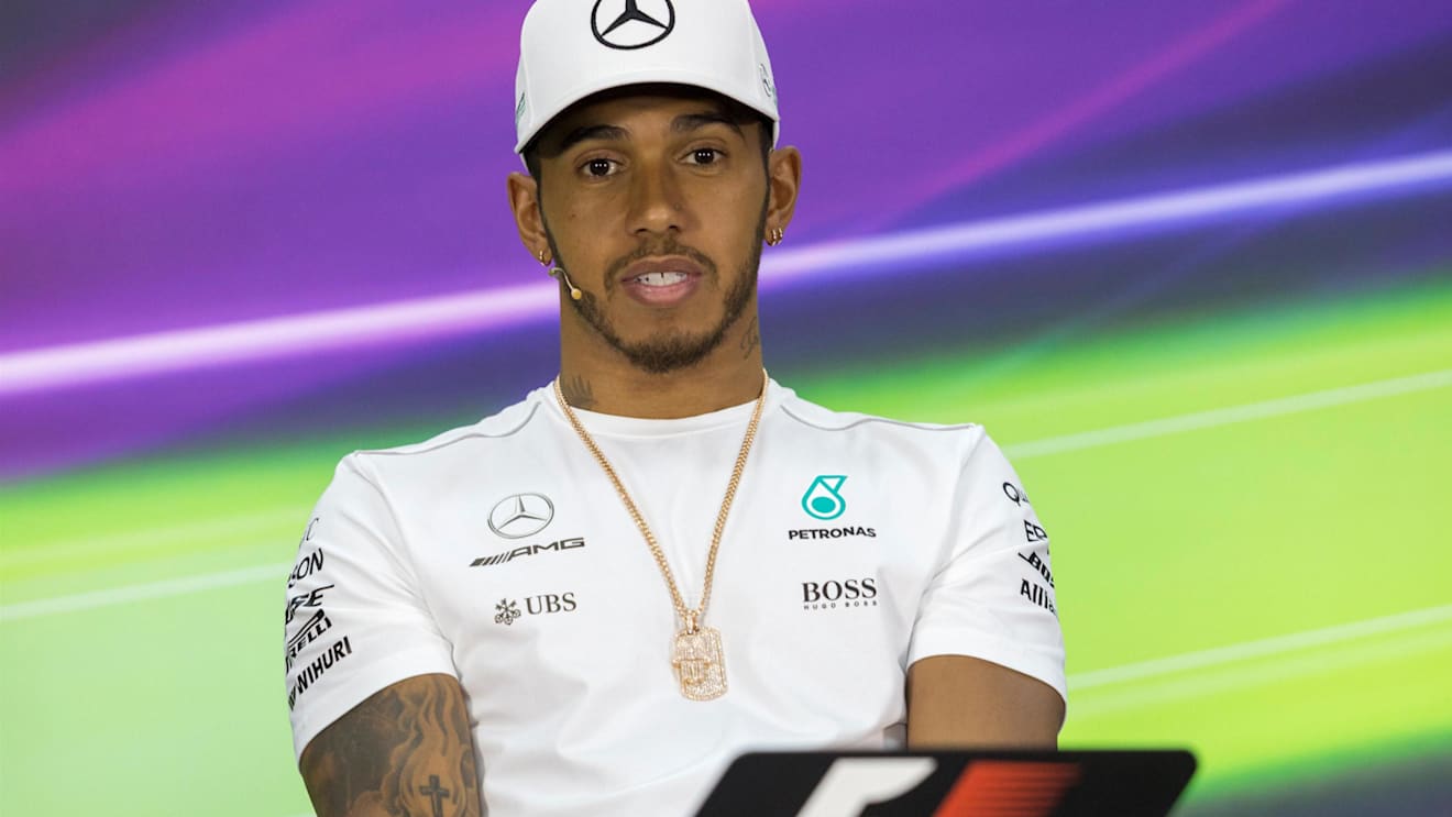 Lewis Hamilton (GBR) Mercedes AMG F1 in the Press Conference at Formula One World Championship, Rd3, Bahrain Grand Prix Preparations, Bahrain International Circuit, Sakhir, Bahrain, Thursday 13 April 2017. © Sutton Motorsport Images