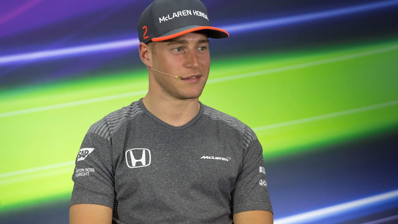 Stoffel Vandoorne (BEL) McLaren in the Press Conference at Formula One World Championship, Rd3, Bahrain Grand Prix Preparations, Bahrain International Circuit, Sakhir, Bahrain, Thursday 13 April 2017. © Sutton Motorsport Images