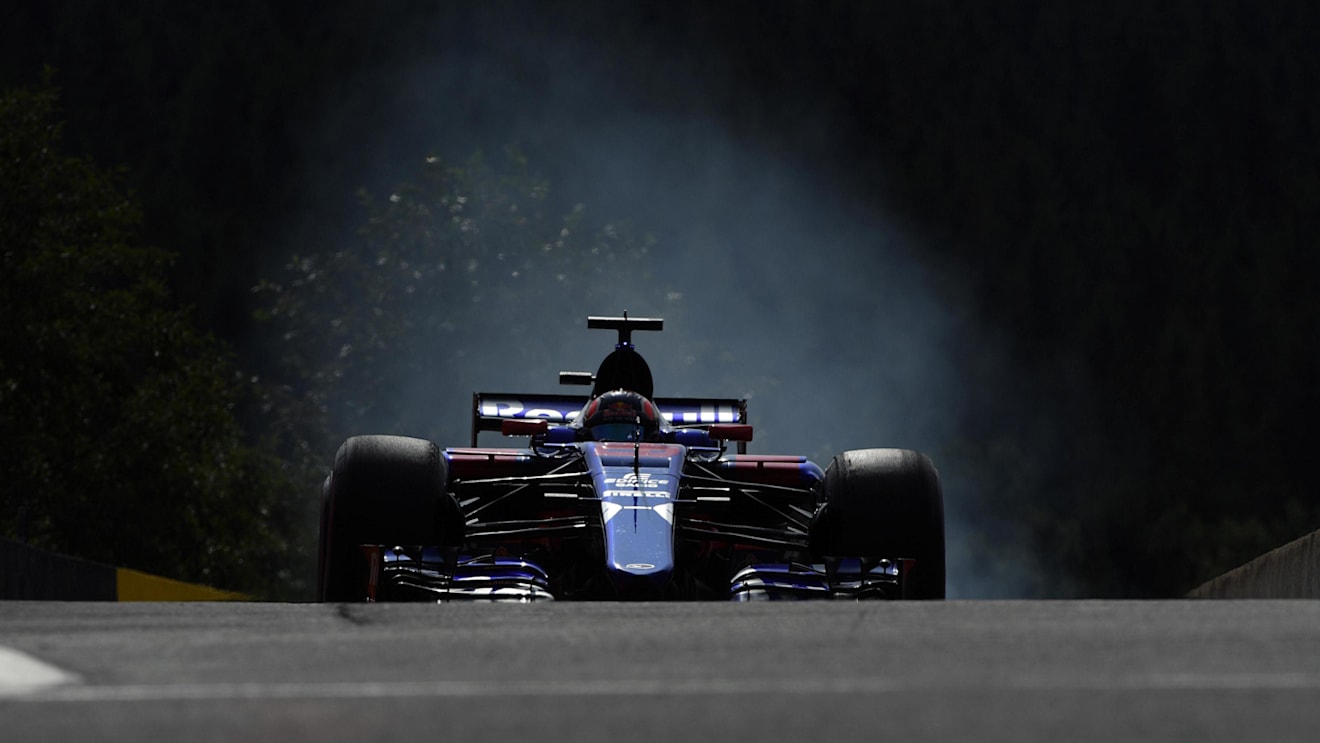 Daniil Kvyat (RUS) Scuderia Toro Rosso STR12 locks up at Formula One World Championship, Rd12, Belgian Grand Prix, Practice, Spa Francorchamps, Belgium, Friday 25 August 2017. © Sutton Images