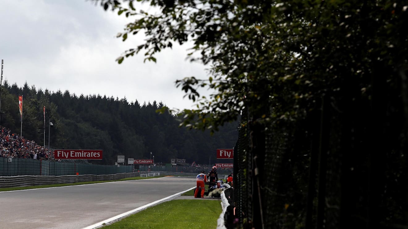 Daniil Kvyat (RUS) Scuderia Toro Rosso STR12 stops on track in FP3 at Formula One World Championship, Rd12, Belgian Grand Prix, Practice, Spa Francorchamps, Belgium, Friday 25 August 2017. © Sutton Images