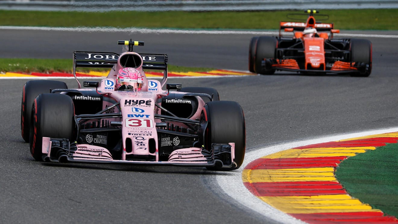 Esteban Ocon (FRA) Force India VJM10 at Formula One World Championship, Rd12, Belgian Grand Prix, Race, Spa Francorchamps, Belgium, Sunday 27 August 2017. © Sutton Images