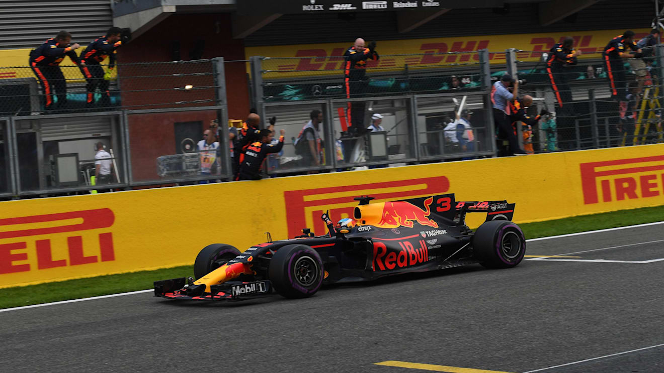 Daniel Ricciardo (AUS) Red Bull Racing RB13 crosses the line at Formula One World Championship, Rd12, Belgian Grand Prix, Race, Spa Francorchamps, Belgium, Sunday 27 August 2017. © Sutton Images