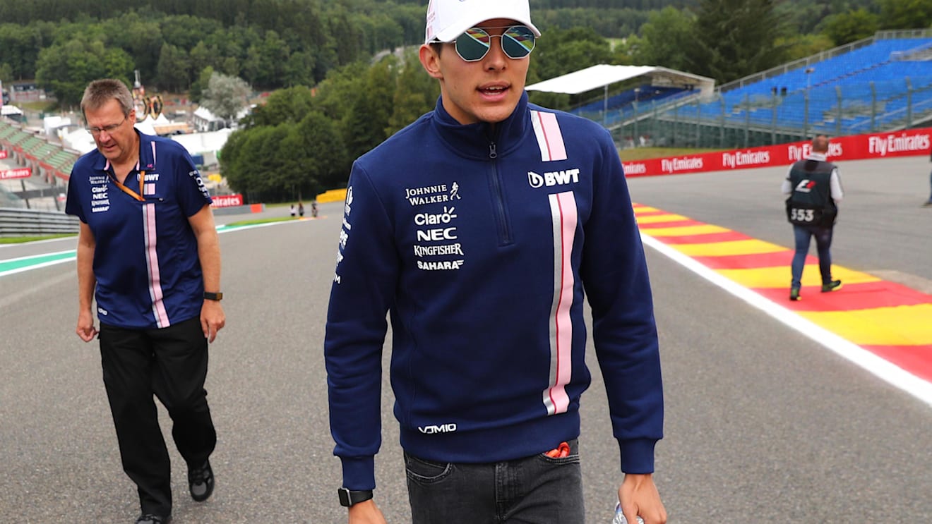 Esteban Ocon (FRA) Force India F1 walks the track at Formula One World Championship, Rd12, Belgian Grand Prix, Preparations, Spa Francorchamps, Belgium, Thursday 24 August 2017. © Sutton Images