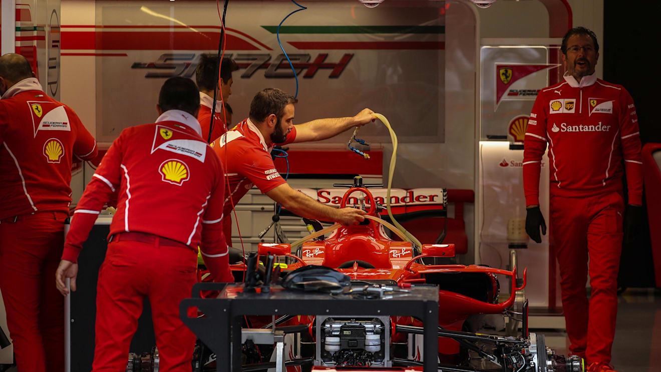 Ferrari SF70-H in the garage at Formula One World Championship, Rd12, Belgian Grand Prix, Preparations, Spa Francorchamps, Belgium, Thursday 24 August 2017. © Sutton Images