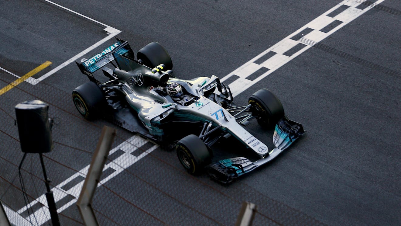 Bottas (FIN) Mercedes-Benz F1 W08 Hybrid crosses the line to take the chequered flag and Second place at Formula One World Championship, Rd19, Brazilian Grand Prix, Race, Interlagos, Sao Paulo, Brazil, Sunday 12 November 2017. © Manuel Goria/Sutton Images