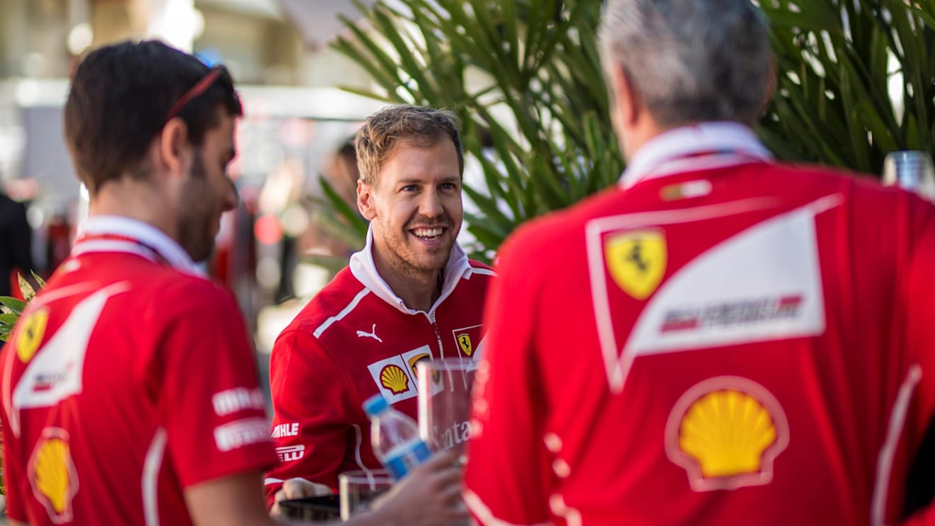 Sebastian Vettel (GER) Ferrari and Maurizio Arrivabene (ITA) Ferrari Team Principal at Formula One World Championship, Rd19, Brazilian Grand Prix, Race, Interlagos, Sao Paulo, Brazil, Sunday 12 November 2017. © Manuel Goria/Sutton Images