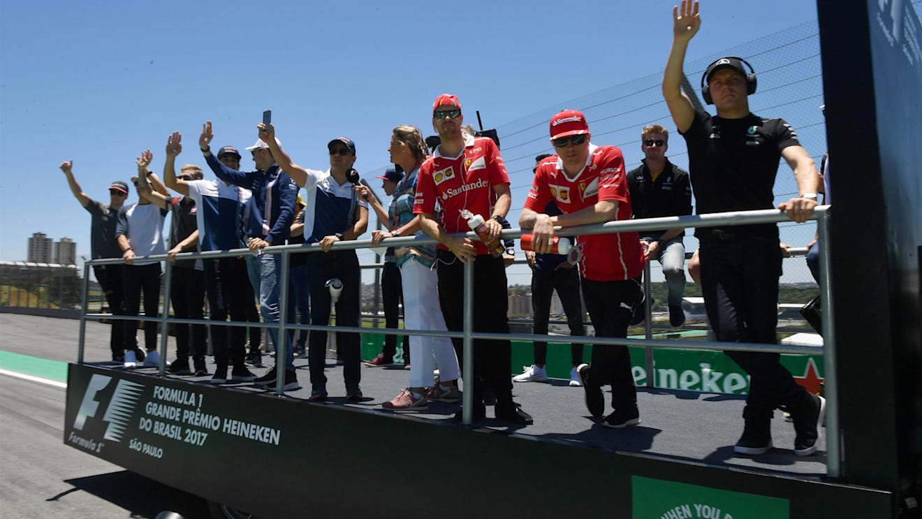 Drivers parade at Formula One World Championship, Rd19, Brazilian Grand Prix, Race, Interlagos, Sao Paulo, Brazil, Sunday 12 November 2017. © Mark Sutton/Sutton Images