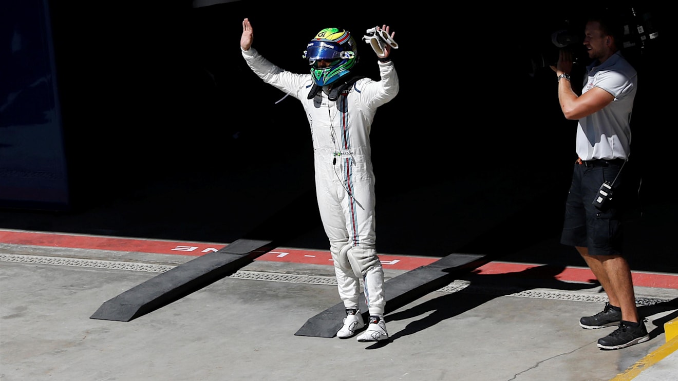 Felipe Massa (BRA) Williams celebrates the finish of his last race in parc ferme at Formula One World Championship, Rd19, Brazilian Grand Prix, Race, Interlagos, Sao Paulo, Brazil, Sunday 12 November 2017. © Manuel Goria/Sutton Images