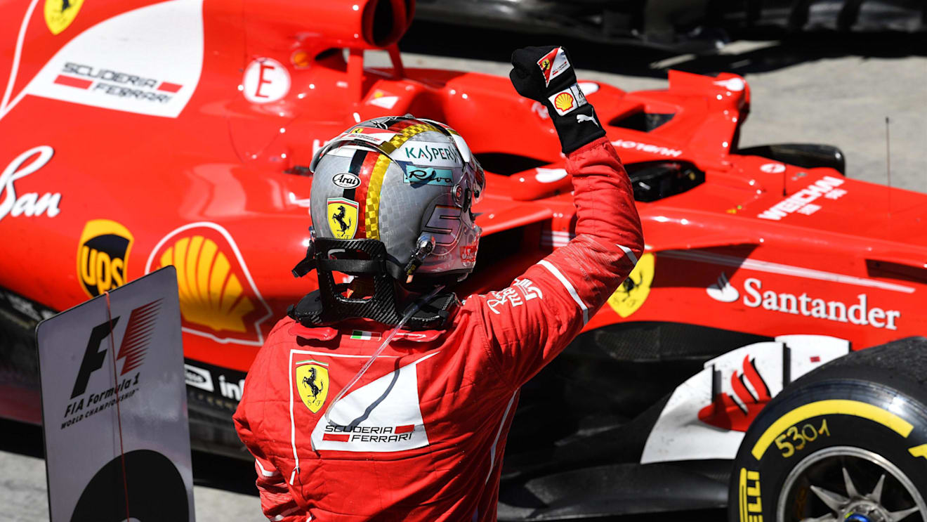 Race winner Sebastian Vettel (GER) Ferrari celebrates in parc ferme at Formula One World Championship, Rd19, Brazilian Grand Prix, Race, Interlagos, Sao Paulo, Brazil, Sunday 12 November 2017. © Mark Sutton/Sutton Images