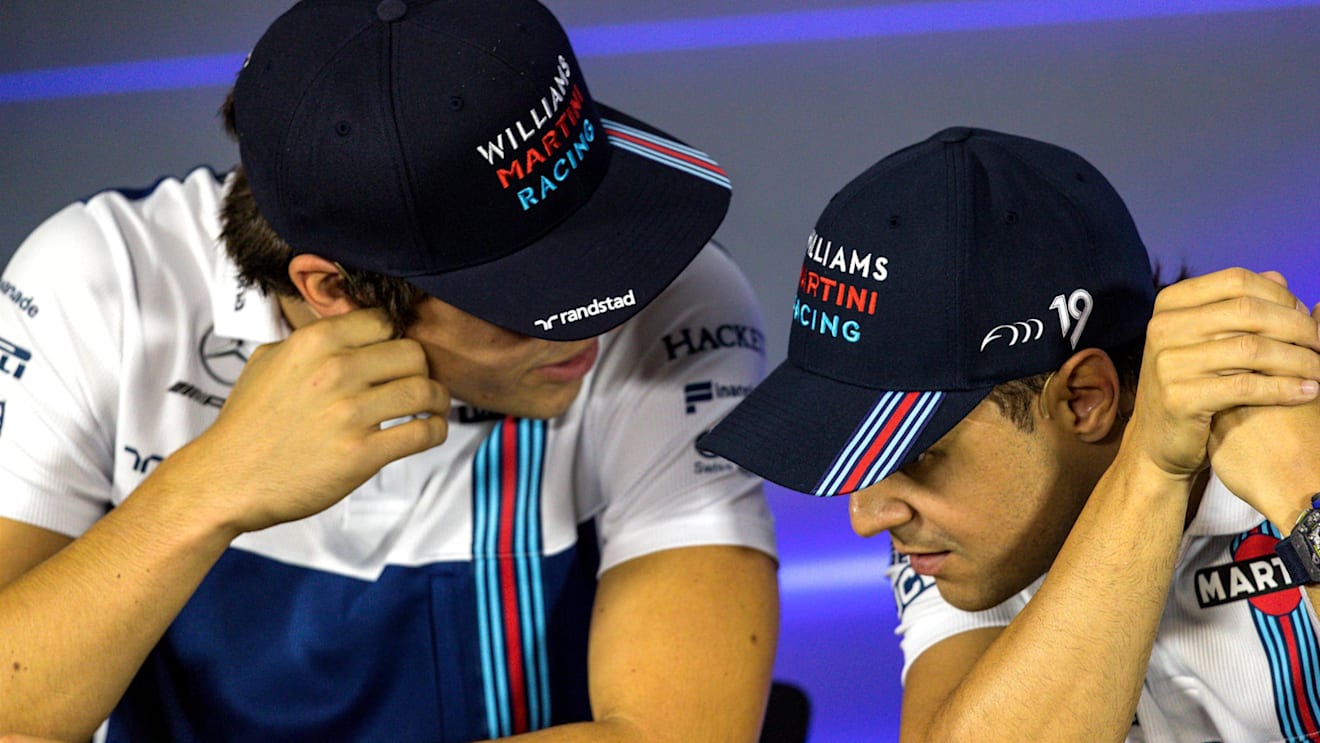 Lance Stroll (CDN) Williams and Felipe Massa (BRA) Williams in the Press Conference at Formula One World Championship, Rd19, Brazilian Grand Prix, Preparations, Interlagos, Sao Paulo, Brazil, Thursday 9 November 2017. © Kym Illman/Sutton Images