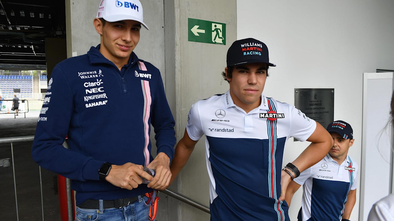 Esteban Ocon (FRA) Force India F1 and Lance Stroll (CDN) Williams at Formula One World Championship, Rd19, Brazilian Grand Prix, Preparations, Interlagos, Sao Paulo, Brazil, Thursday 9 November 2017. © Mark Sutton/Sutton Images
