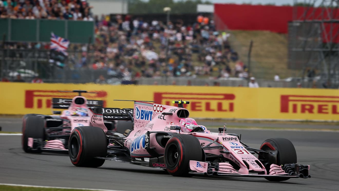 Esteban Ocon (FRA) Force India VJM10 at the start of the race at Formula One World Championship, Rd10, British Grand Prix, Race, Silverstone, England, Sunday 16 July 2017. © Sutton Images