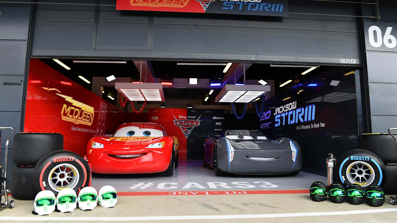 Cars 3 garage at Formula One World Championship, Rd10, British Grand Prix, Preparations, Silverstone, England, Thursday 13 July 2017. © Sutton Images