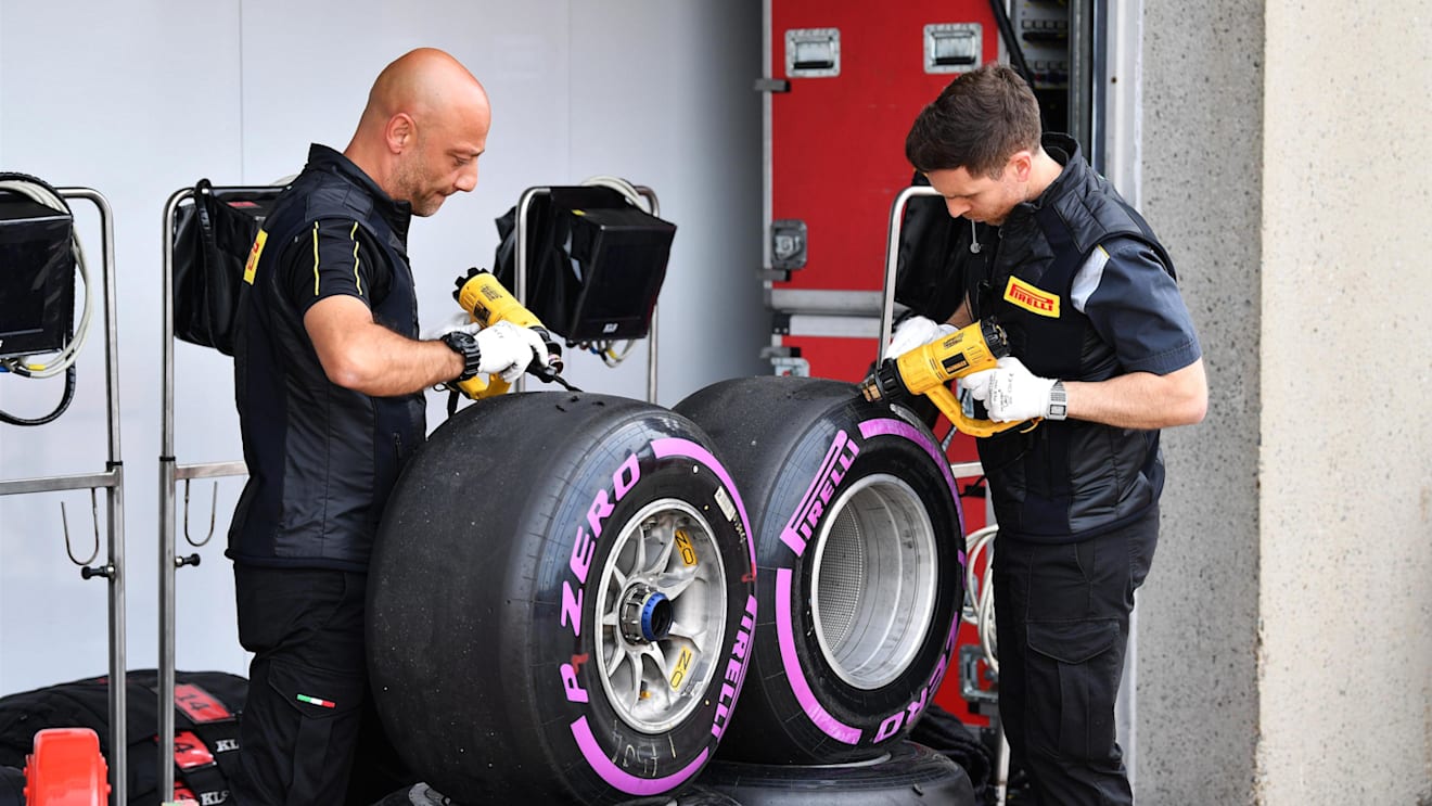 Pirelli engineers and Pirelli tyres at Formula One World Championship, Rd7, Canadian Grand Prix, Practice, Montreal, Canada, Friday 9 June 2017. © Sutton Motorsport Images