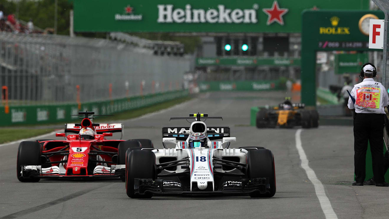 Lance Stroll (CDN) Williams FW40 and Sebastian Vettel (GER) Ferrari SF70-H at Formula One World Championship, Rd7, Canadian Grand Prix, Practice, Montreal, Canada, Friday 9 June 2017. © Sutton Motorsport Images
