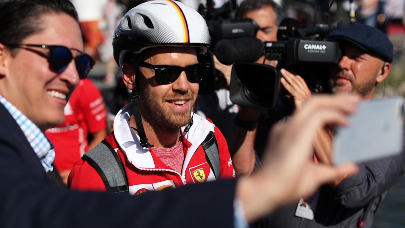 Sebastian Vettel (GER) Ferrari fans selfie at Formula One World Championship, Rd7, Canadian Grand Prix, Qualifying, Montreal, Canada, Saturday 10 June 2017. © Sutton Images