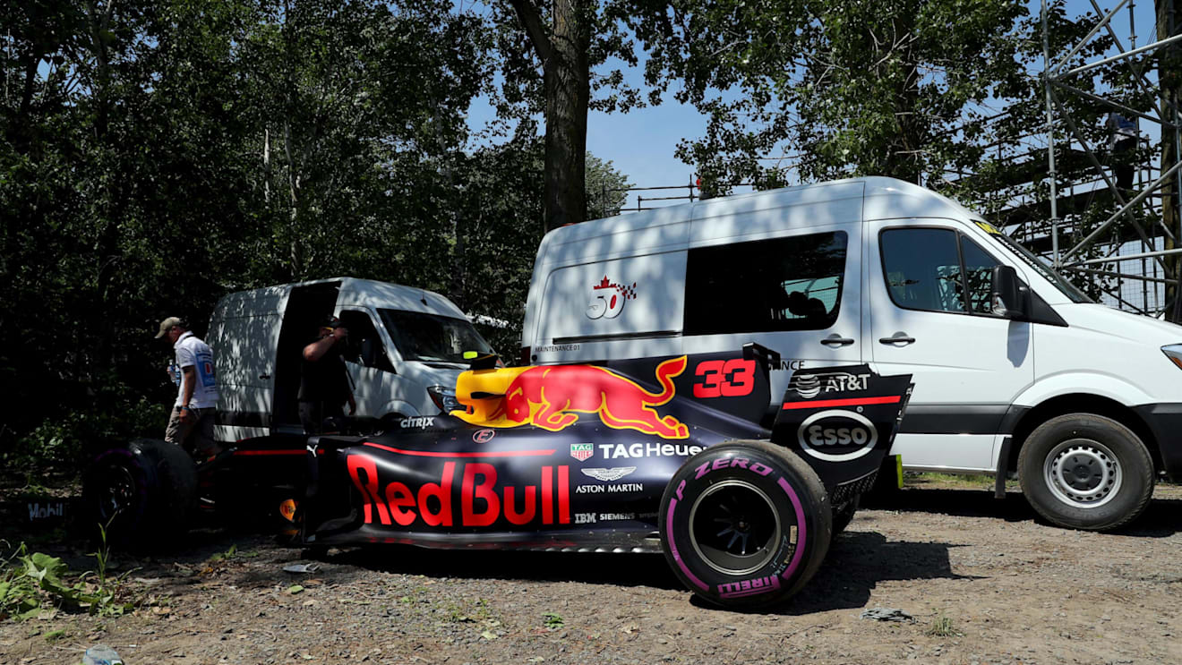 The car of race retiree Max Verstappen (NED) Red Bull Racing RB13 at Formula One World Championship, Rd7, Canadian Grand Prix, Race, Montreal, Canada, Sunday 11 June 2017. © Sutton Images