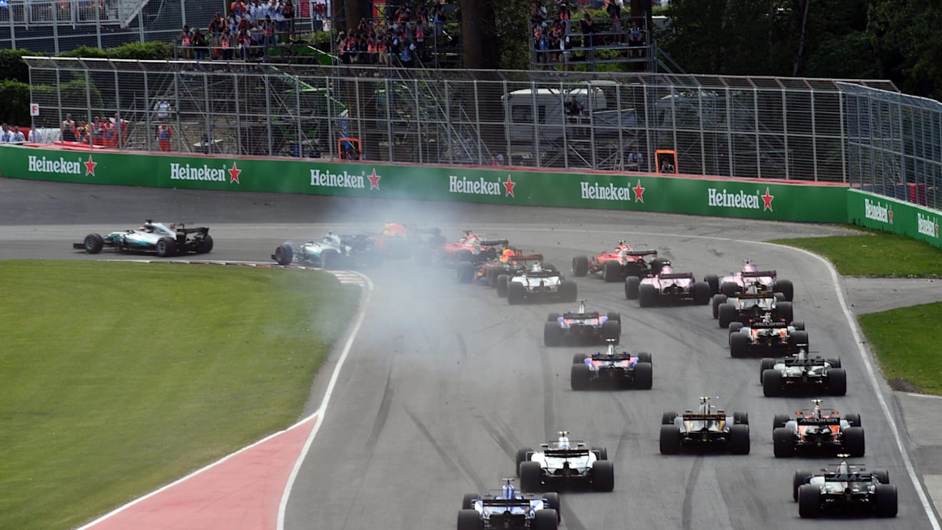 Lewis Hamilton (GBR) Mercedes-Benz F1 W08 Hybrid leads at the start of the race at Formula One World Championship, Rd7, Canadian Grand Prix, Race, Montreal, Canada, Sunday 11 June 2017. © Sutton Images