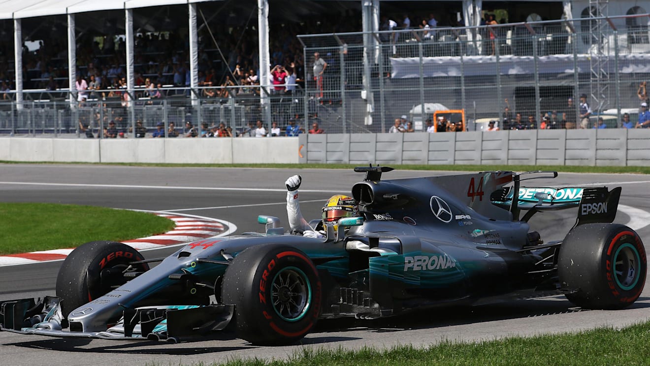 Race winner Lewis Hamilton (GBR) Mercedes-Benz F1 W08 Hybrid celebrates at the end of the race at Formula One World Championship, Rd7, Canadian Grand Prix, Race, Montreal, Canada, Sunday 11 June 2017. © Sutton Motorsport Images