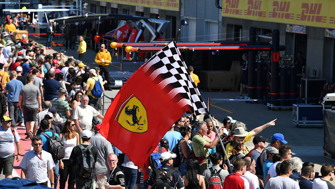 Fans and Ferrari flag in pit lane at Formula One World Championship, Rd7, Canadian Grand Prix, Preparations, Montreal, Canada, Thursday 8 June 2017. © Sutton Motorsport Images