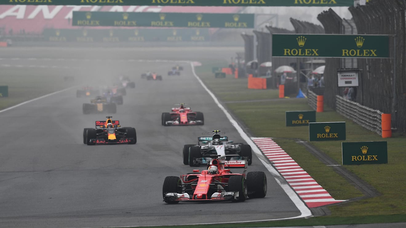 Sebastian Vettel (GER) Ferrari SF70-H at the start of the race at Formula One World Championship, Rd2, Chinese Grand Prix, Race, Shanghai, China, Sunday 9 April 2017. © Sutton Motorsport Images