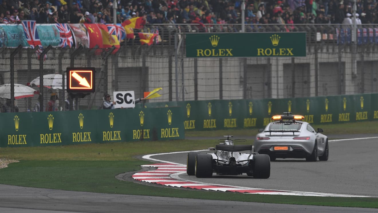 Safety car leads Lewis Hamilton (GBR) Mercedes-Benz F1 W08 Hybrid at Formula One World Championship, Rd2, Chinese Grand Prix, Race, Shanghai, China, Sunday 9 April 2017. © Sutton Motorsport Images