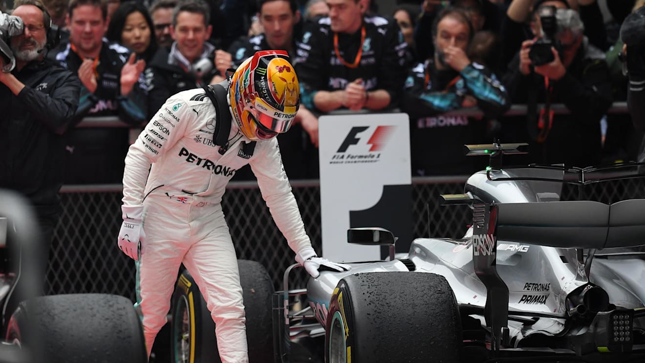 Race winner Lewis Hamilton (GBR) Mercedes-Benz F1 W08 Hybrid in parc ferme at Formula One World Championship, Rd2, Chinese Grand Prix, Race, Shanghai, China, Sunday 9 April 2017. © Sutton Motorsport Images