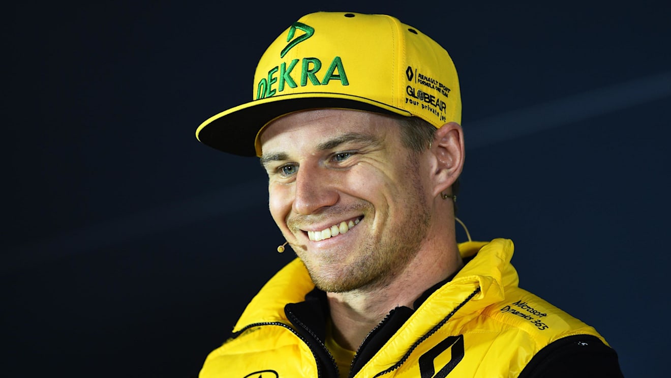 Nico Hulkenberg (GER) Renault Sport F1 Team and Sebastian Vettel (GER) Ferrari in the Press Conference at Formula One World Championship, Rd2, Chinese Grand Prix, Preparations, Shanghai, China, Thursday 6 April 2017. © Sutton Motorsport Images