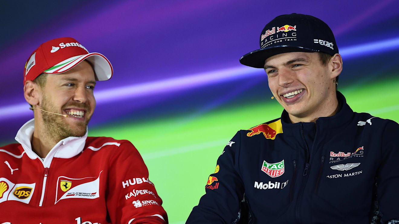 Sebastian Vettel (GER) Ferrari and Max Verstappen (NED) Red Bull Racing in the Press Conference at Formula One World Championship, Rd2, Chinese Grand Prix, Preparations, Shanghai, China, Thursday 6 April 2017. © Sutton Motorsport Images