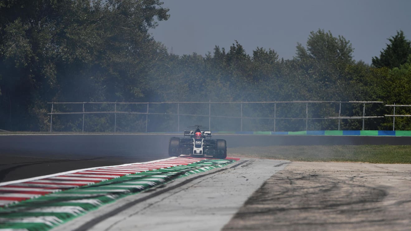 Santino Ferrucci (USA) Haas VF-17 spins at Formula One Testing, Day One, Hungaroring, Hungary, Tuesday 1 August 2017. © Sutton Images