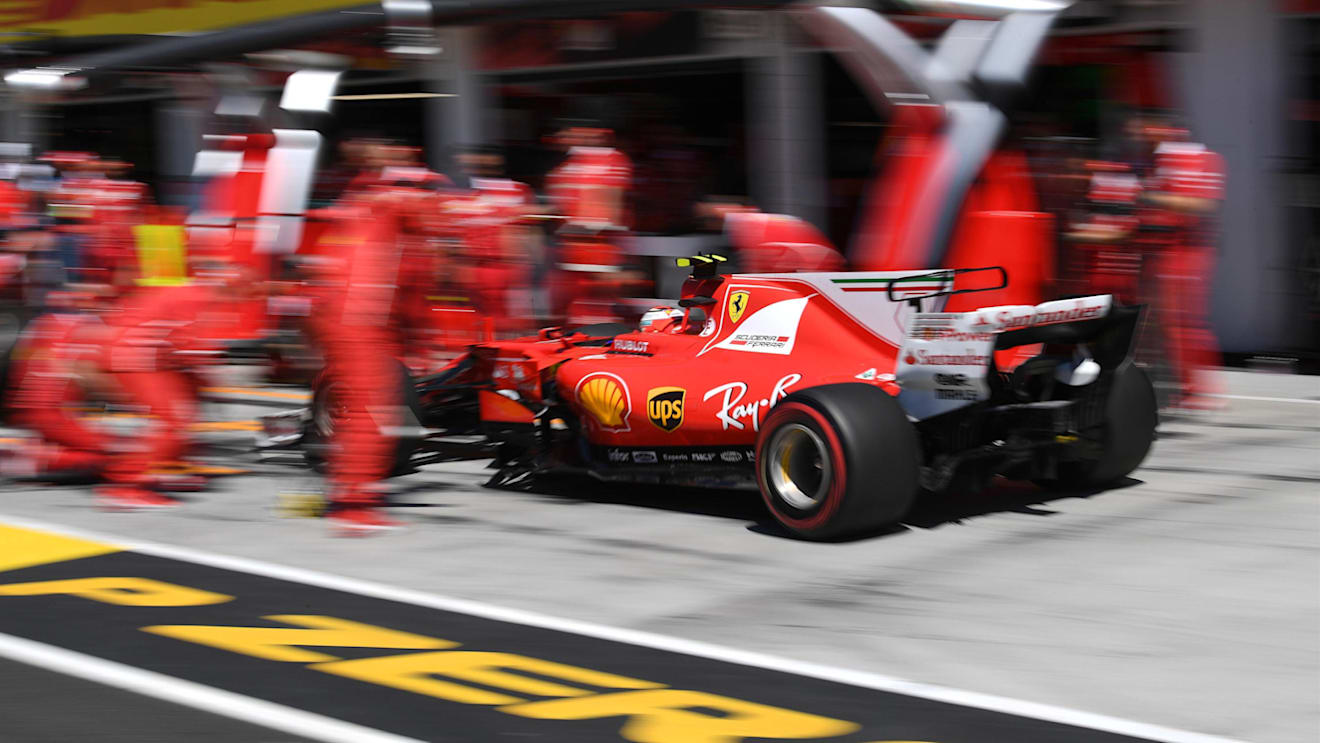 Kimi Raikkonen (FIN) Ferrari SF70-H pit stop at Formula One World Championship, Rd11, Hungarian Grand Prix, Qualifying, Hungaroring, Hungary, Saturday 29 July 2017. © Sutton Images