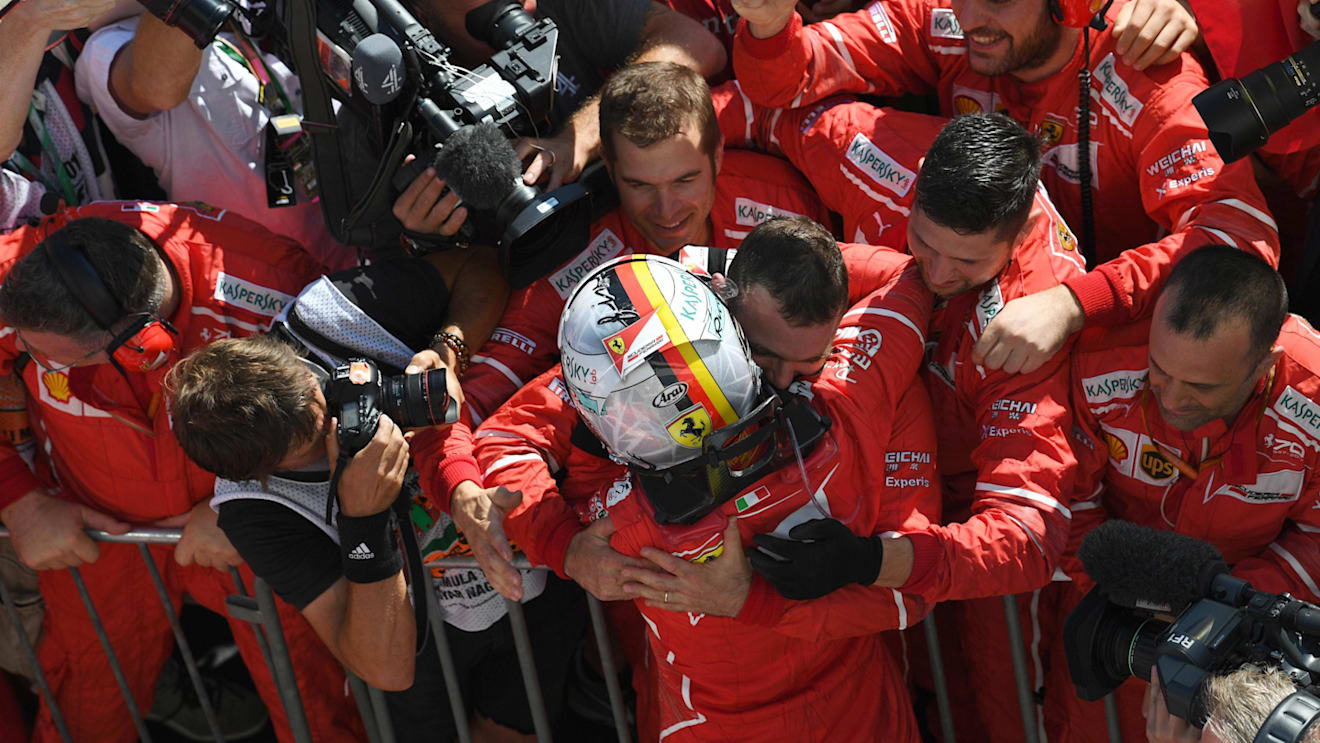Race winner Sebastian Vettel (GER) Ferrari celebrates in parc ferme at Formula One World Championship, Rd11, Hungarian Grand Prix, Race, Hungaroring, Hungary, Sunday 30 July 2017. © Sutton Images