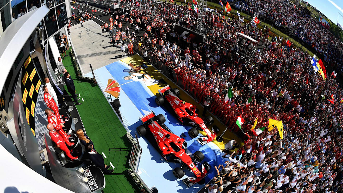 Podium ceremony at Formula One World Championship, Rd11, Hungarian Grand Prix, Race, Hungaroring, Hungary, Sunday 30 July 2017. © Sutton Images