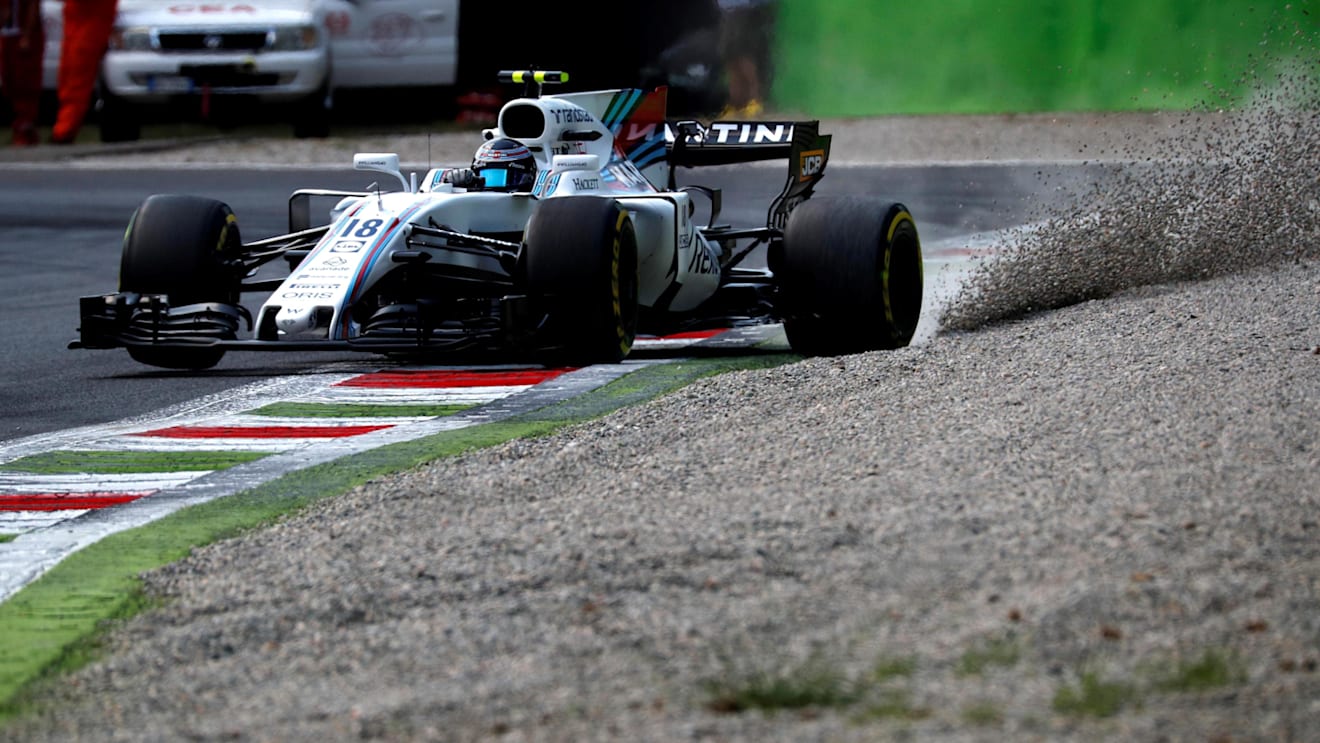 Lance Stroll (CDN) Williams FW40 runs wide into the gravel at Formula One World Championship, Rd13, Italian Grand Prix, Practice, Monza, Italy, Friday 1 September 2017. © Sutton Images