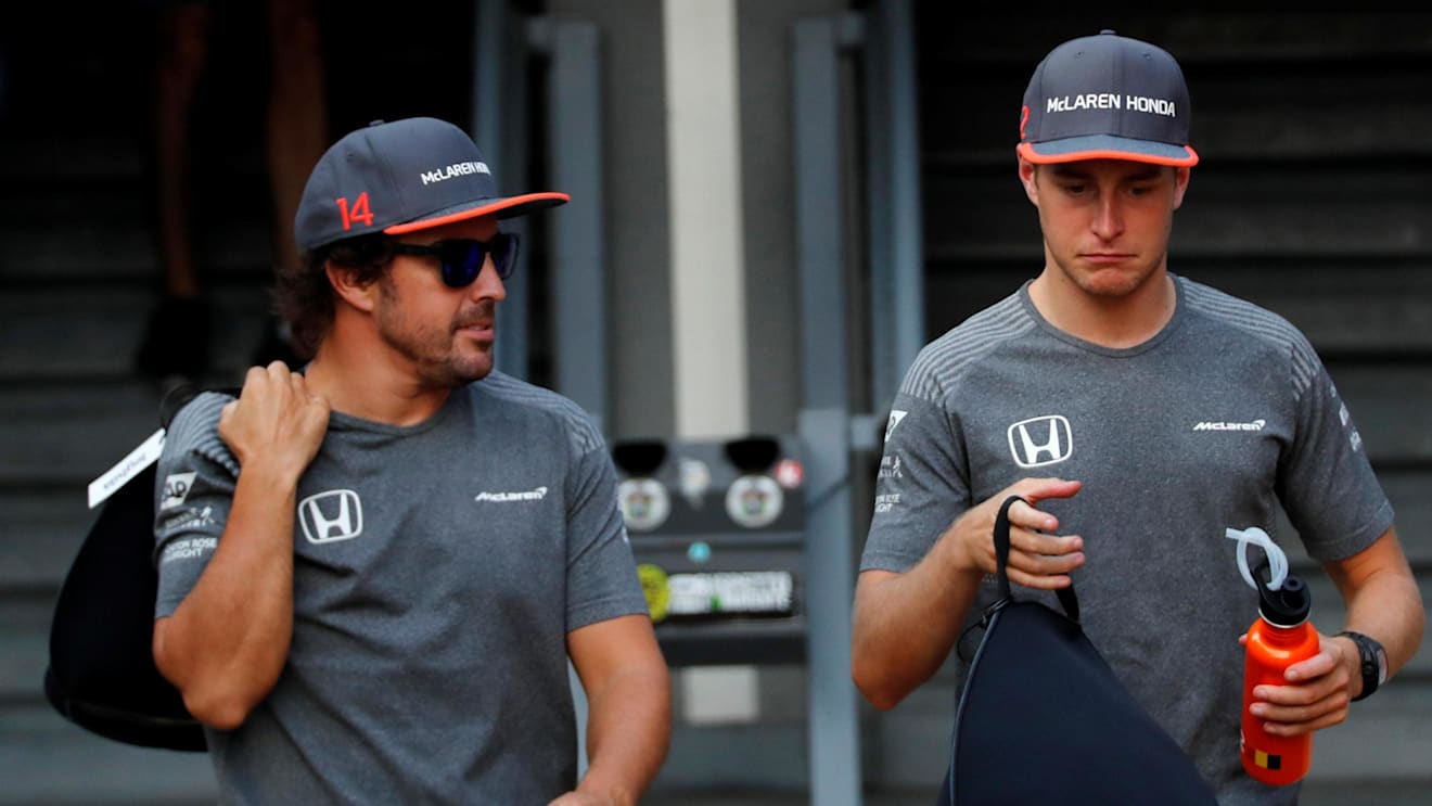 Fernando Alonso (ESP) McLaren and Stoffel Vandoorne (BEL) McLaren at Formula One World Championship, Rd13, Italian Grand Prix, Practice, Monza, Italy, Friday 1 September 2017. © Sutton Images