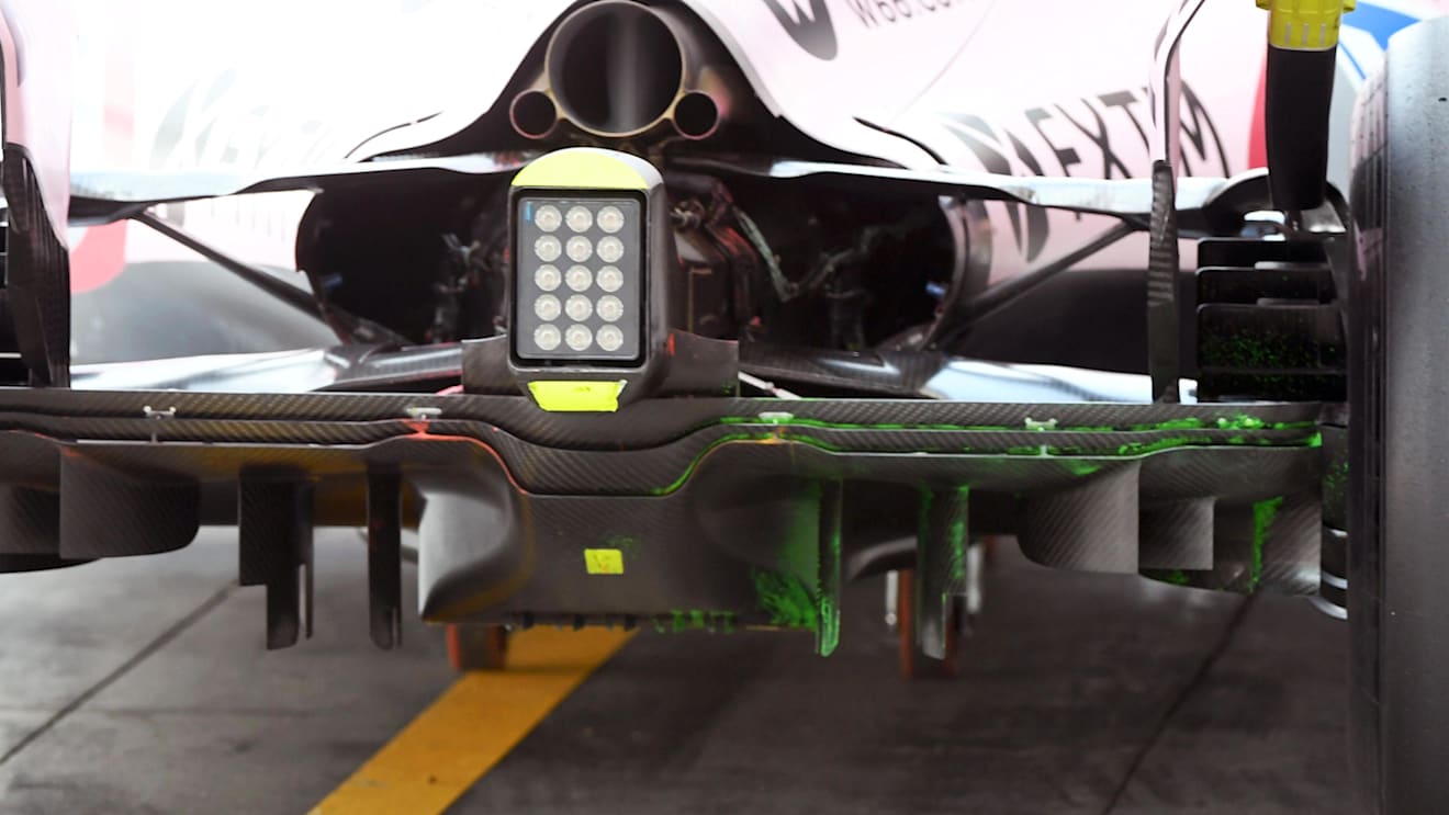 Force India VJM10 rear diffuser with aero paint at Formula One World Championship, Rd13, Italian Grand Prix, Practice, Monza, Italy, Friday 1 September 2017. © Sutton Images