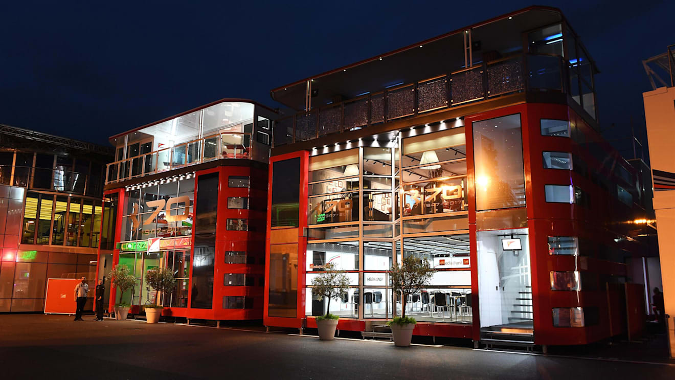 Ferrari motorhome at night at Formula One World Championship, Rd13, Italian Grand Prix, Qualifying, Monza, Italy, Saturday 2 September 2017. © Sutton Images