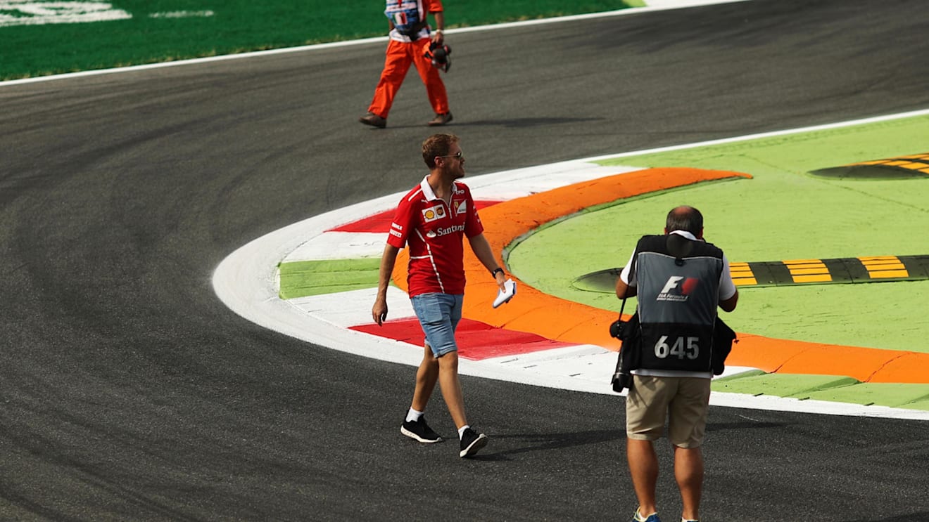 Sebastian Vettel (GER) Ferrari walks the track at Formula One World Championship, Rd13, Italian Grand Prix, Preparations, Monza, Italy, Thursday 31 August 2017. © Sutton Images