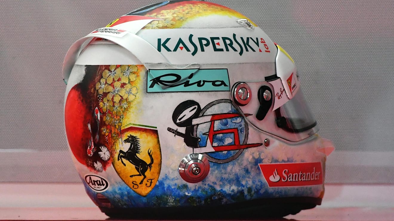 The helmet of Sebastian Vettel (GER) Ferrari at Formula One World Championship, Rd16, Japanese Grand Prix, Practice, Suzuka, Japan, Friday 6 October 2017. © Mark Sutton/Sutton Images