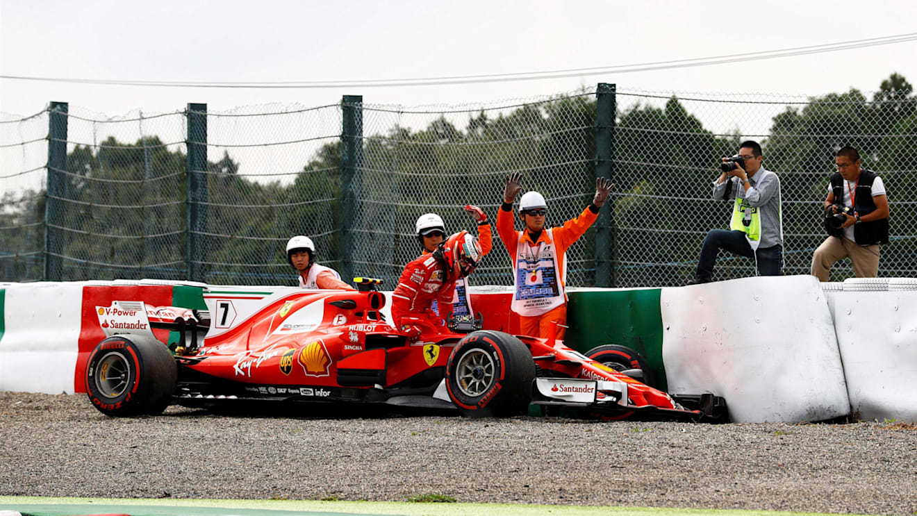 Kimi Raikkonen (FIN) Ferrari crashed in FP3 at Formula One World Championship, Rd16, Japanese Grand Prix, Qualifying, Suzuka, Japan, Saturday 7 October 2017. © Steven Tee/LAT/Sutton Images