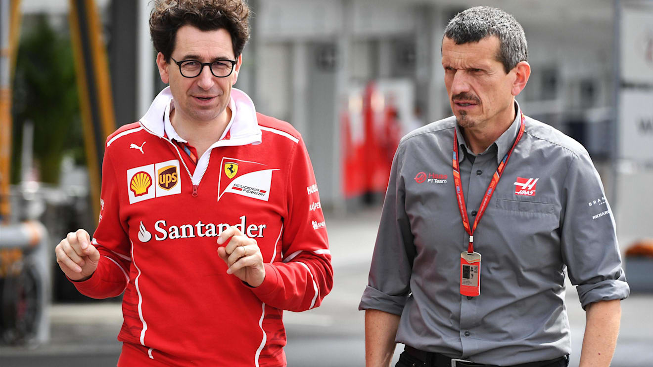 Mattia Binotto (ITA) Ferrari Chief Technical Officer and Guenther Steiner (ITA) Haas F1 Team Principal at Formula One World Championship, Rd16, Japanese Grand Prix, Qualifying, Suzuka, Japan, Saturday 7 October 2017. © Mark Sutton/Sutton Images