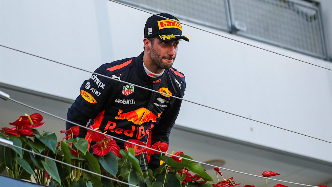 Daniel Ricciardo (AUS) Red Bull Racing celebrates on the podium at Formula One World Championship, Rd16, Japanese Grand Prix, Race, Suzuka, Japan, Sunday 8 October 2017. © Manuel Goria/Sutton Images