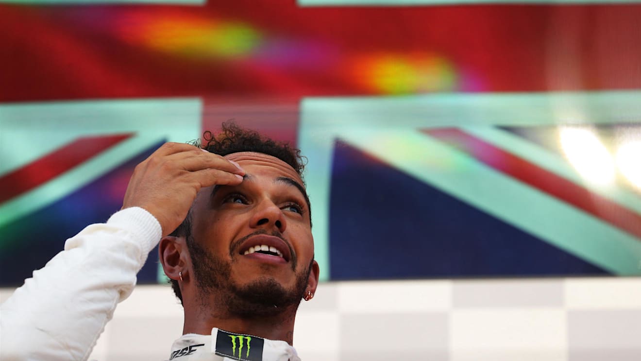 Race winner Lewis Hamilton (GBR) Mercedes AMG F1 celebrates on the podium at Formula One World Championship, Rd16, Japanese Grand Prix, Race, Suzuka, Japan, Sunday 8 October 2017. © Kym Illman/Sutton Images