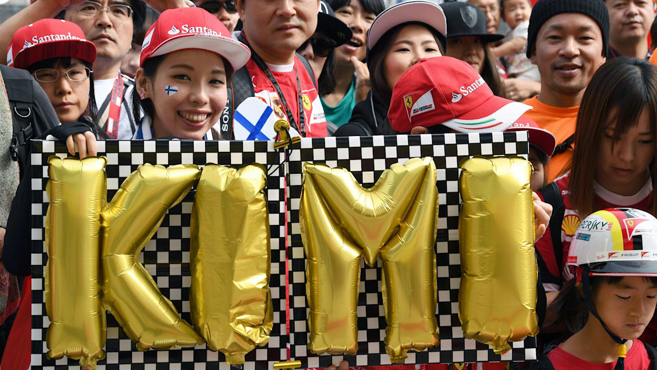 Kimi Raikkonen (FIN) Ferrari fans and banner at Formula One World Championship, Rd16, Japanese Grand Prix, Preparations, Suzuka, Japan, Thursday 5 October 2017. © Mark Sutton/Sutton Images