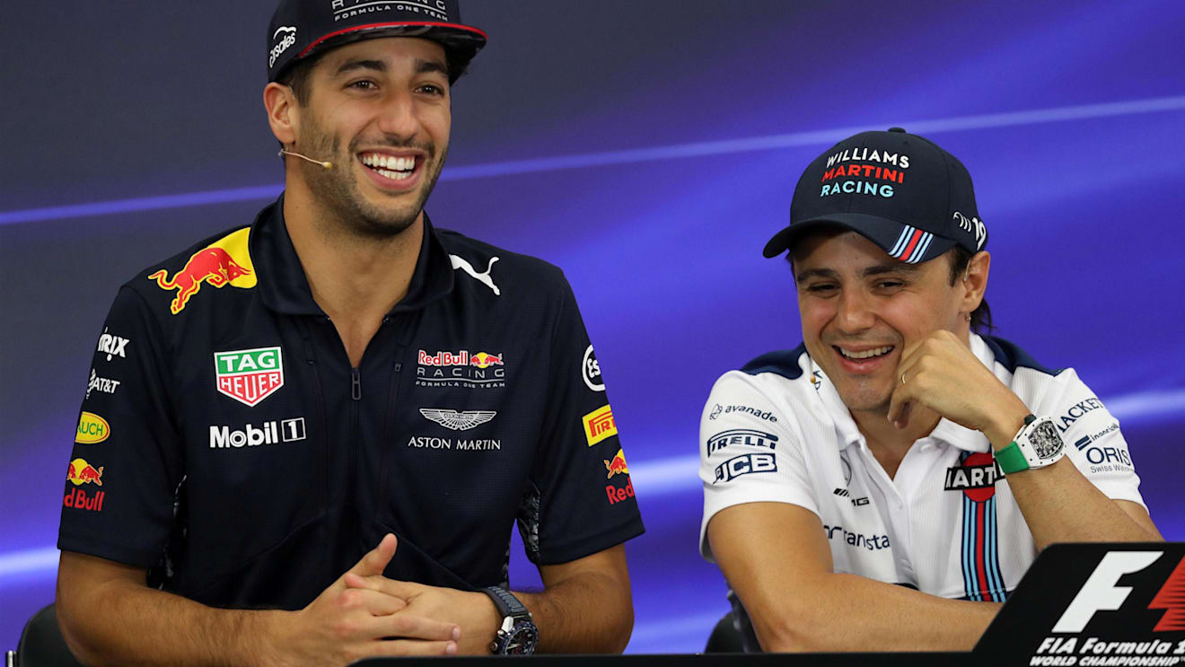 Daniel Ricciardo (AUS) Red Bull Racing and Felipe Massa (BRA) Williams in the Press Conference at Formula One World Championship, Rd16, Japanese Grand Prix, Preparations, Suzuka, Japan, Thursday 5 October 2017. © Kym Illman/Sutton Images