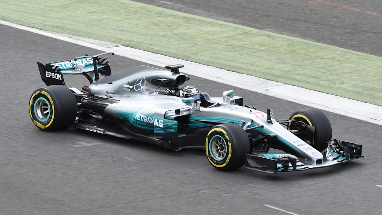 Valtteri Bottas (FIN) Mercedes-Benz F1 W08 Hybrid with rear wing aero detail at Mercedes-Benz F1 W08 Hybrid First Run, Silverstone, England, 23 February 2017. © Sutton Images