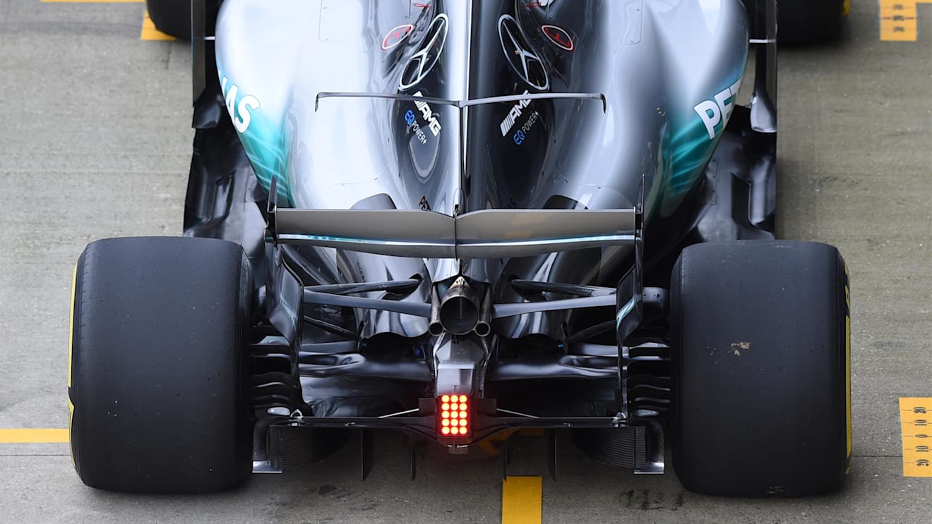 Valtteri Bottas (FIN) Mercedes-Benz F1 W08 Hybrid with rear wing aero detail at Mercedes-Benz F1 W08 Hybrid First Run, Silverstone, England, 23 February 2017. © Sutton Images